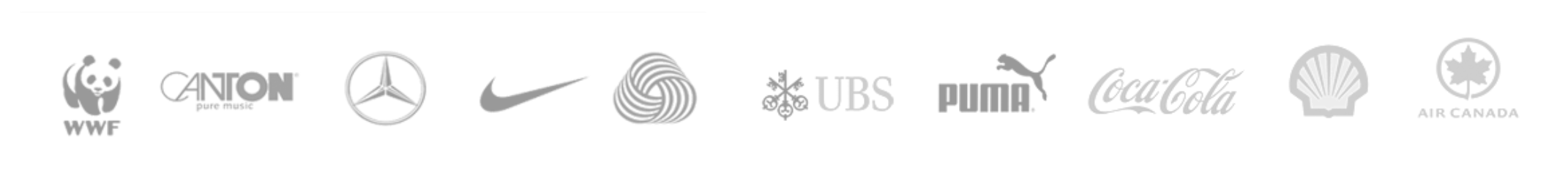 Referenzkunden: WWF, Canton, Mercedes-Benz, Nike, UBS, Puma, Coca-Cola, Shell, Air Canada